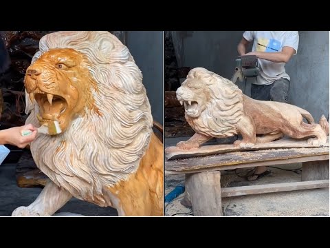 Amazing Beautiful LION Wood Carving - Best wood carvings 2020