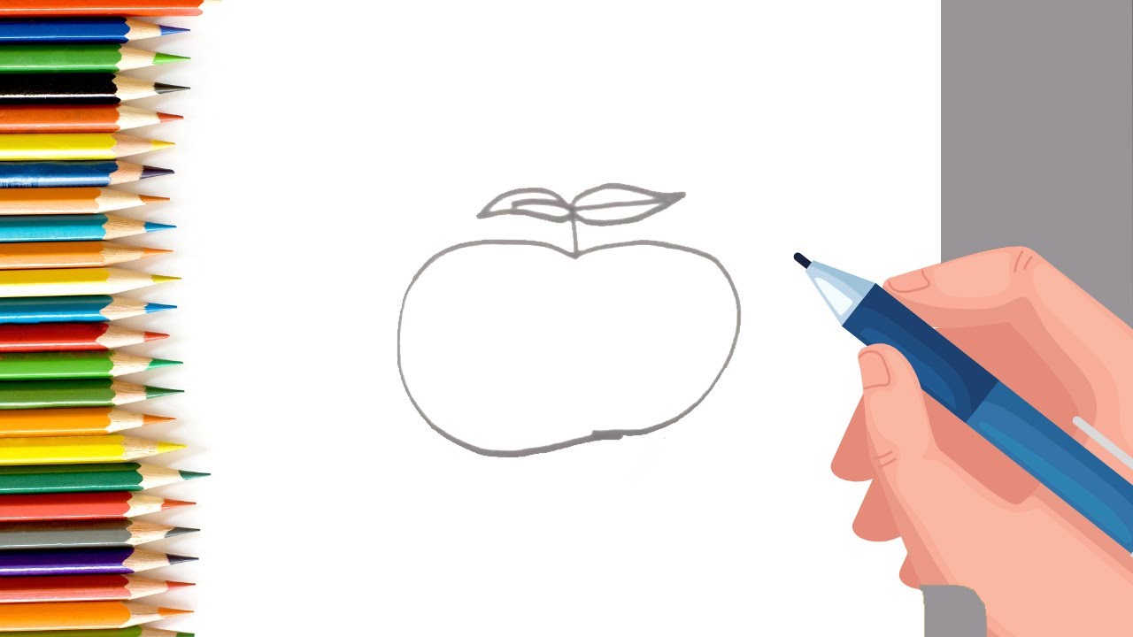 How to Draw easy Apple with Number 5 step by step for Kids| Simple Drawing Tutorials!