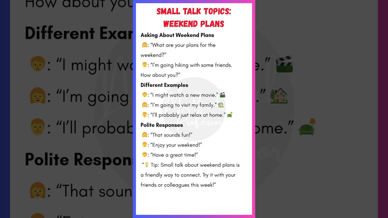 Small Talk in English | Weekend Plans Conversation Examples ✨