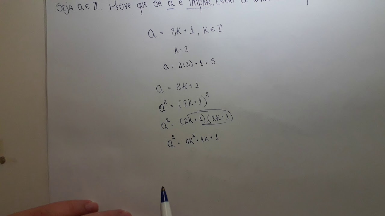 Provar que se um número é impar seu quadrado também é impar