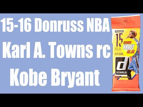 2015-16 Panini Donruss NBA Basketball trading cards. Karl Anthony Town rookie card plus Kobe card.
