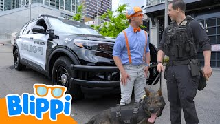 Blippi Learns About Police Officers! 🚔 Police Cars and K-9 Dogs | Fun Facts for Kids