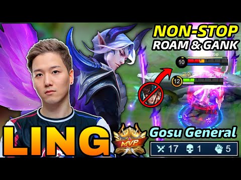 Night Shade LING NonStop Roaming & Ganking! Truly Dominate the Game! - Gosu General Play Ling - MLBB
