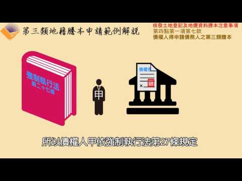 第三類謄本申請範例解說影片-【第4點第1項第7款】債權人得申請債務人之第三類謄本[影音封面圖]