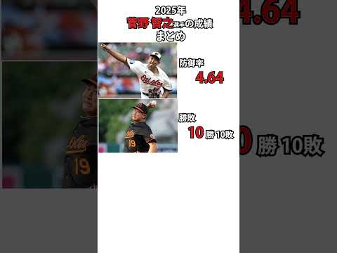 MLB 2025年シーズンの菅野智之の成績 #shorts #プロ野球 #npb #野球