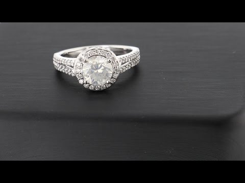 3.38 Carat F,SI2-SI3 Round Cut Diamond Halo Pave Engagement Ring