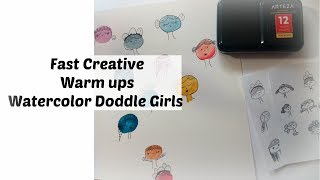 Creative Warm Up Activity/ watercolor doodle girls/ Art Warm Up &amp; Exercises