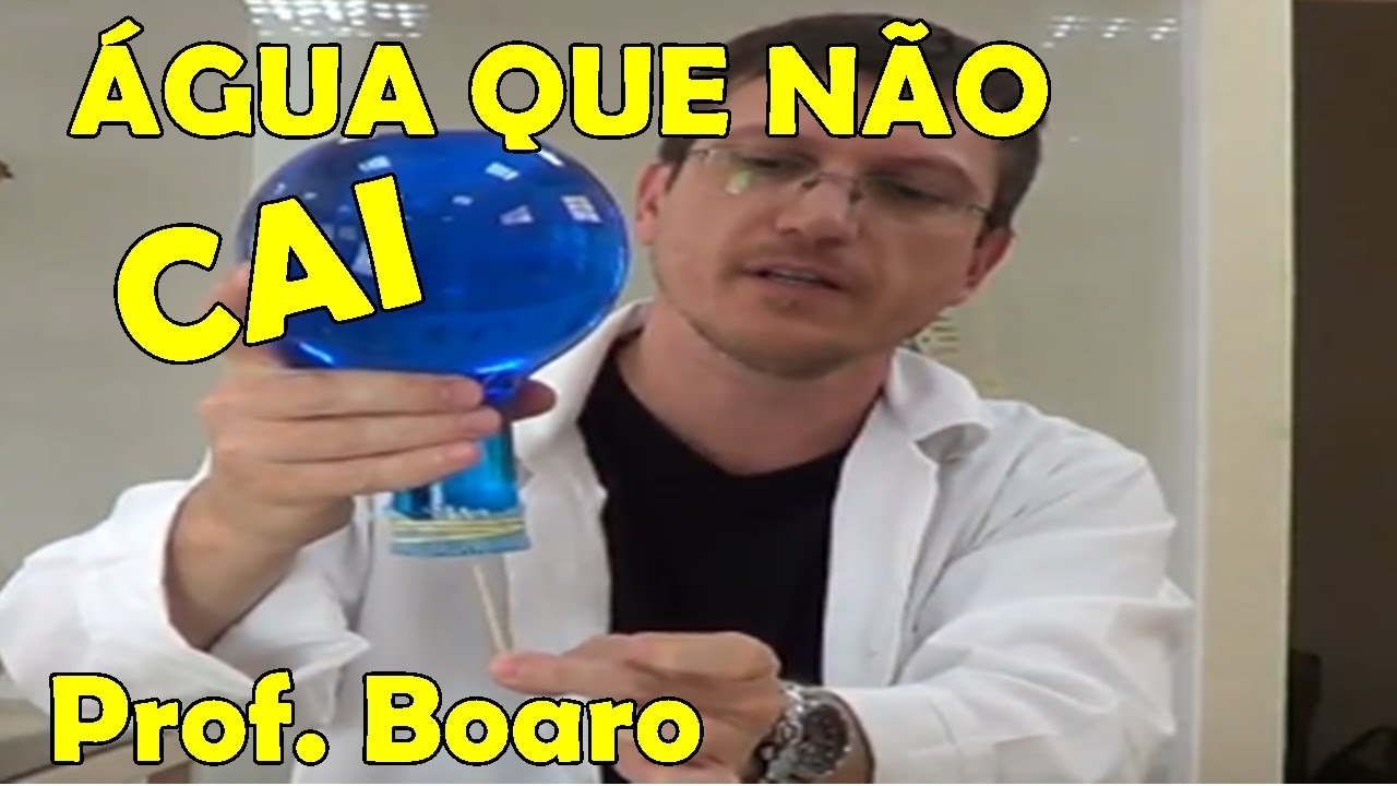 ÁGUA QUE NÃO CAI - EXPERIÊNCIA DE FÍSICA - PRESSÃO E TENSÃO SUPERFICIAL - Prof  Boaro