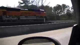 preview picture of video 'Chasing Norfolk Southern 737 NB w/ ACe! Powder Springs,Ga 04-01-2014©'