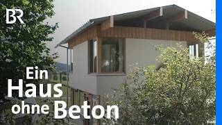 Traditionelle Bauweise für ein modernes Haus ohne Beton nur mit Holz und Stein |