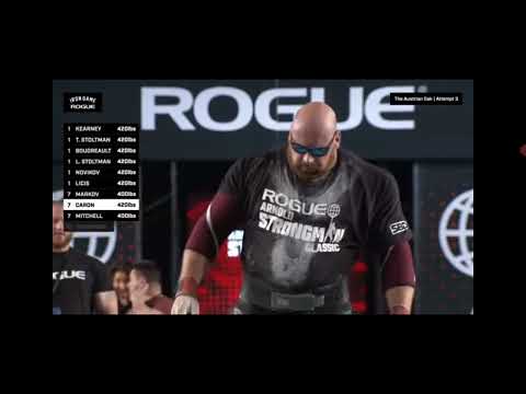 JF CARON INJURY 420lb Log Press on knee at 2022 Arnold Strongman Classic  #ROGUE