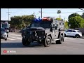 LAPD SWAT RESPONDING CODE 3 TO A SWAT CALL  *RARE AIR HORN USE* (BearCats Unmarked units and busses)