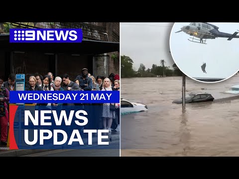 NSW residents plucked from floodwaters in dramatic rescue; Sydney train chaos | 9 News Australia