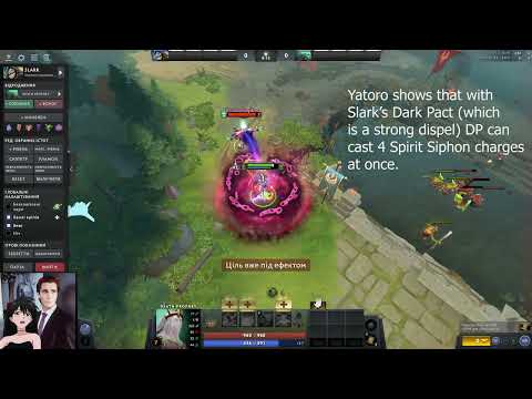 Yatoro shows interaction between Slark's dark pact & DP's spirit siphon