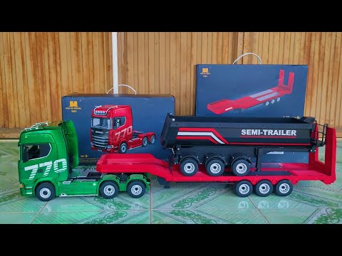 Unboxing flatbed trailer 1502,huina 1501 pro, scania truck remote control#rcmodel82