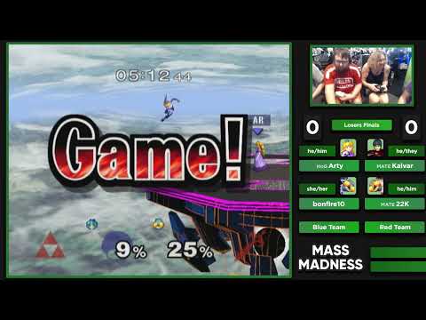 Mass Madness 54 SSBM - Arty/bonfire10 (Blue) vs. 22K/Kalvar (Red) - Melee Doubles LF