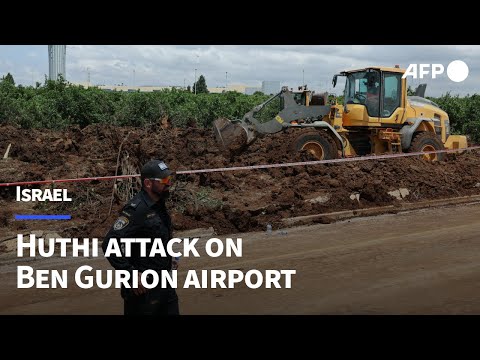 Scene outside Tel Aviv airport after Yemen missile impact | AFP