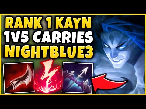 RANK 1 KAYN CARRIES NIGHTBLUE3 WITH  BLUE KAYN TOP! (ONE-SHOT BUILD) - League of Legends