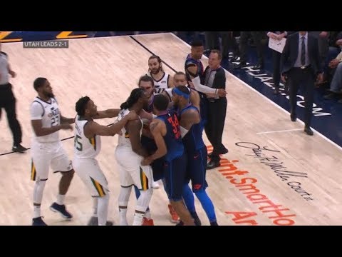 OKC Thunder vs Utah Jazz - All 11 fight/brawl scenes - ugliest game in years!