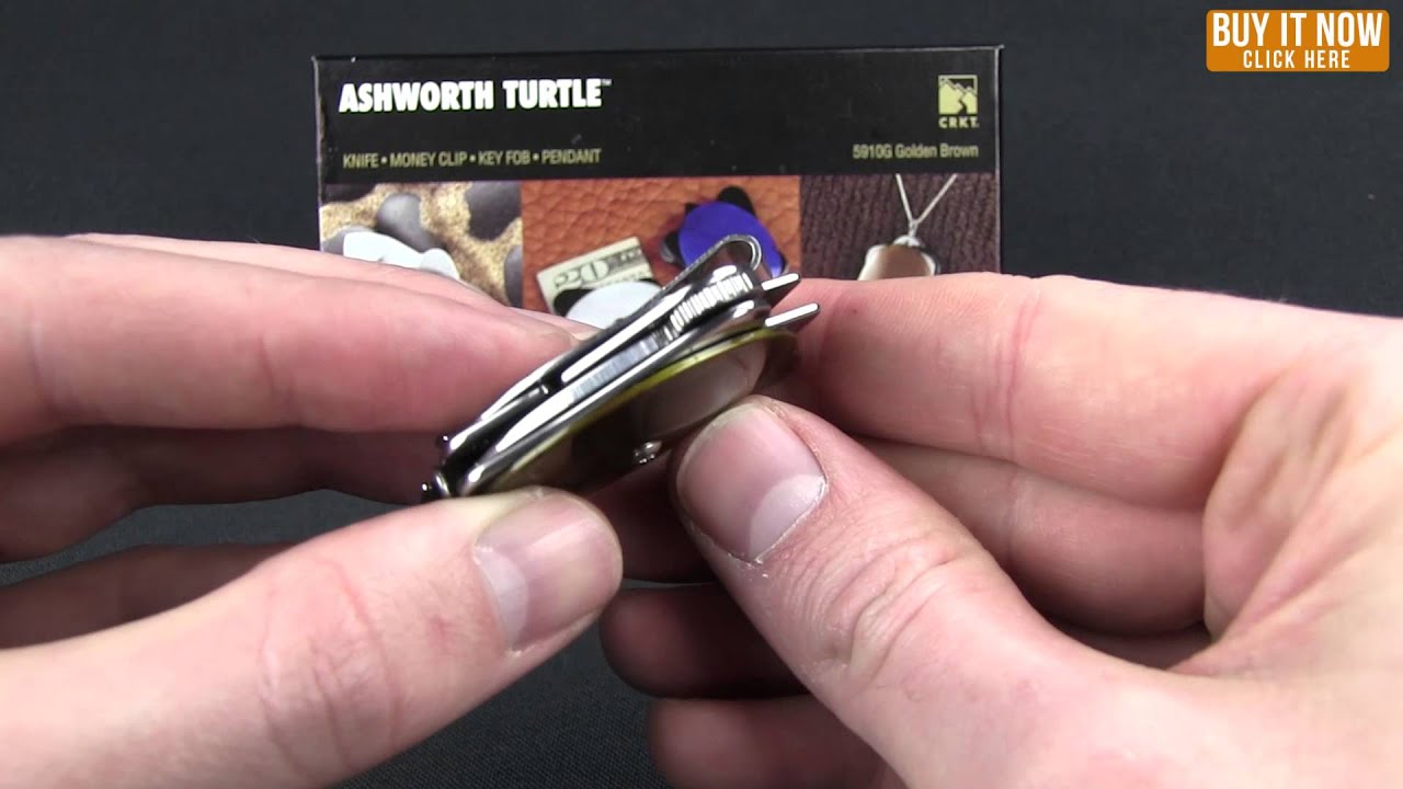 CRKT Ashworth Turtle Frame Lock Knife Golden Brown (1" Polish) 5910G