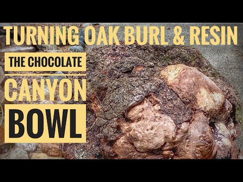 Woodturning An Oak Burl with Resin: The Chocolate Canyon Bowl - Must See Ooey-Gooey Burl Grain!