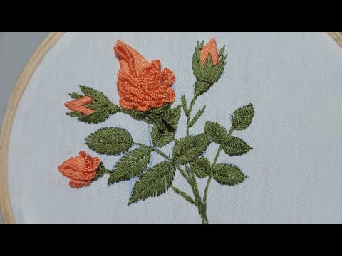 3-Amazing Brazilian hand embroidered rose bud design| Cast on stich