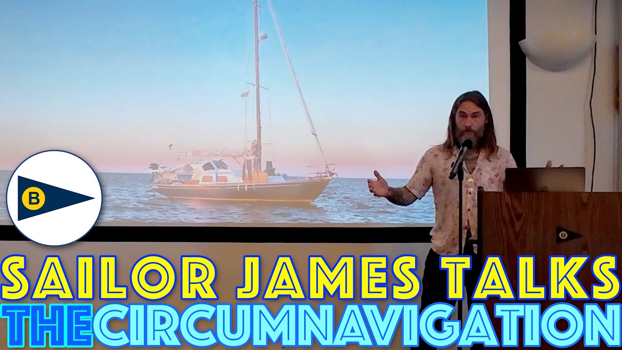 Seileren James snakker på Berkeley Yacht Club om høydepunktene fra jordomseilingen så langt