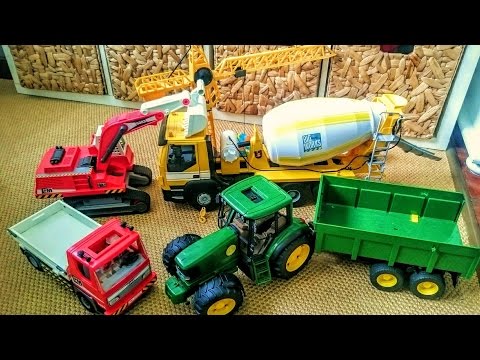 Kids toys video machines construction works JOAL tractor truck crane excavator CAT JBC