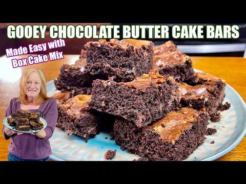 GOOEY CHOCOLATE BUTTER CAKE BARS | Dessert made easy with box cake mix & 6 ingredients