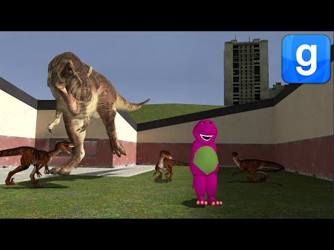 Barney The Dinosaur VS Dinosaurs Jursassic NPC Battle GMOD Sandbox