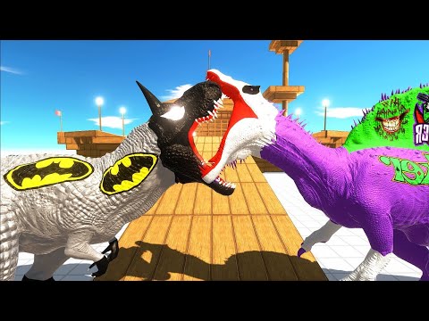 BATMAN T-REX vs JOKER SPINOSAURUS DEATH RUN - Animal Revolt Battle Simulator