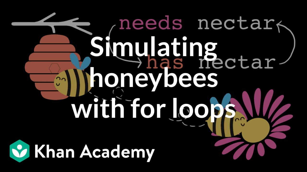 Simulating a beehive with for loops | Intro to CS - Python | Khan Academy
