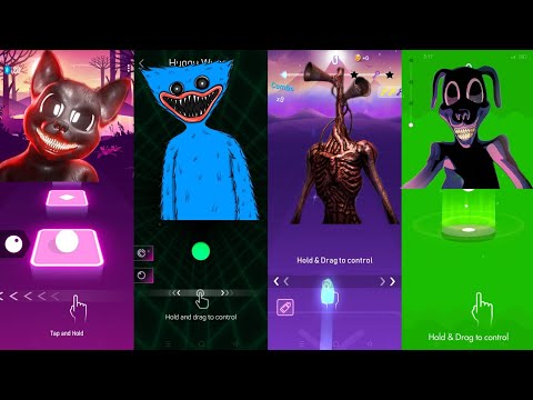 Cartoon cat vs Huggy wuggy vs Siren head vs Cartoon dog - Tiles hop - Smash Color - Beat shot