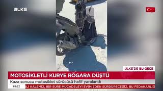 AKILALMAZ KAZA! MOTOSİKLETLİ KURYE RÖGARA DÜŞTÜ! BURASI İSTANBUL KAĞITHANE…