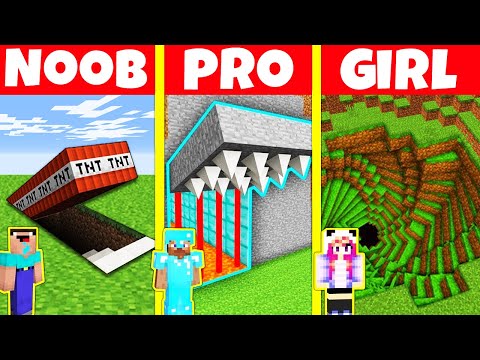TEN - Minecraft Animations - Minecraft Battle: NOOB vs PRO vs GIRL: HIDDEN TRAP BUILD CHALLENGE / Minecraft Animation