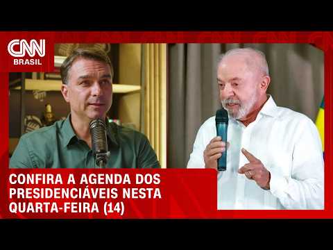 Eleições 2026: Veja a agenda de Flávio e Lula nesta quarta-feira (14) | LIVE CNN