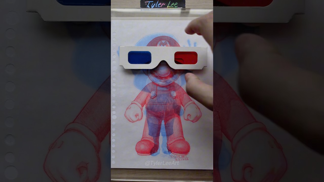 Mario meets Chopper 🍄💙 #onepiece #supermario #3dglasses #drawing