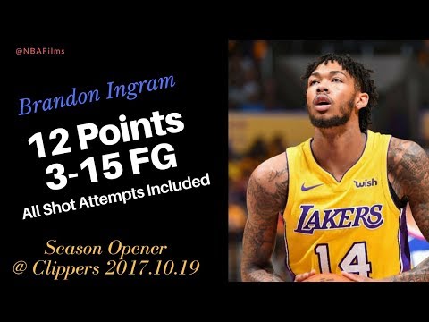 Brandon Ingram 12 Points, 3-15 FG all shot attempts included 2017.10.19 vs Clippers Season Opener