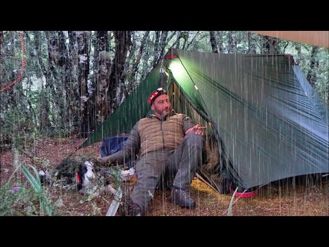, title : 'CAMPING in RAIN - hiking pole TENT'