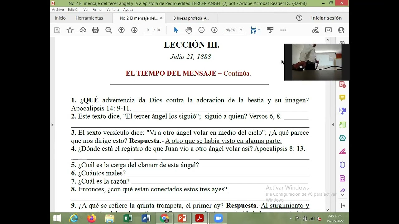 ESCUELA SABATICA 1888. LECCIONES 3Y4. EL TIEMPO DEL MENSAJE