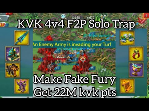 F2P Solo Trap kvk 4v4 action | How get milions kill and 22M solo point