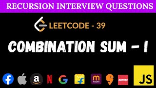 YouTube video 'LeetCode 39 - Combination Sum | Recursion and Backtracking in JavaScript'