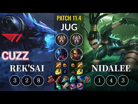 T1 Cuzz Rek'Sai vs Nidalee Jungle - KR Patch 11.4