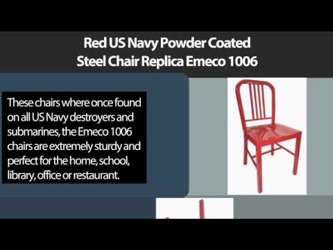 Red US Navy Powder Coated Steel Chair Replica Emeco 1006