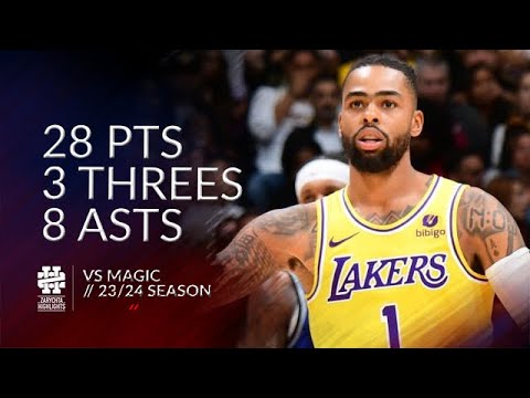 D'Angelo Russell 28 pts 3 threes 8 asts vs Magic 23/24 season