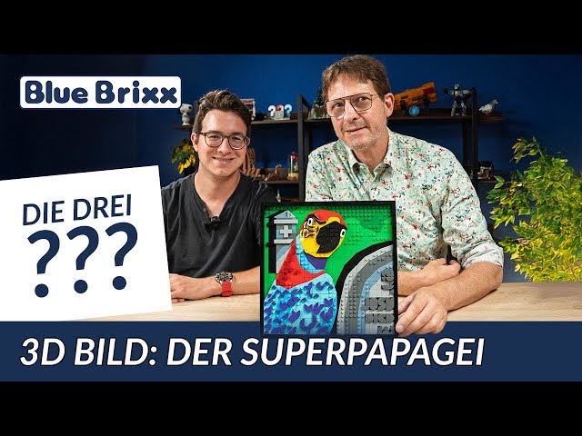Vidéo teaser pour Die drei ??? wird Noppenstein-Kunst! | Der legendäre Superpapagei als 3D-Bild von BlueBrixx!