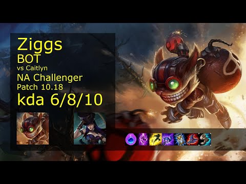 Ziggs Bot & Bard vs Caitlyn & Morgana - NA Challenger 6/8/10 Patch 10.18 Gameplay
