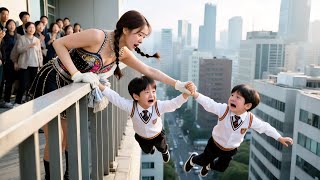 Tweeling viel, arme schoonmaker redde hen, zonder dat hij het wist: hun vader was de CEO!