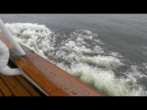 1 Hour of calm meditation rainy day on Steamship in Sweden - engine room and rain sounds