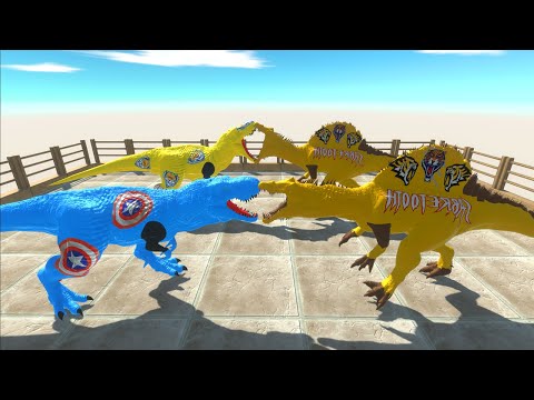 CAPTAIN AMERICA and SABRETOOTH T REX TEAM DEATH CLIMB - Animal Revolt Battle Simulator